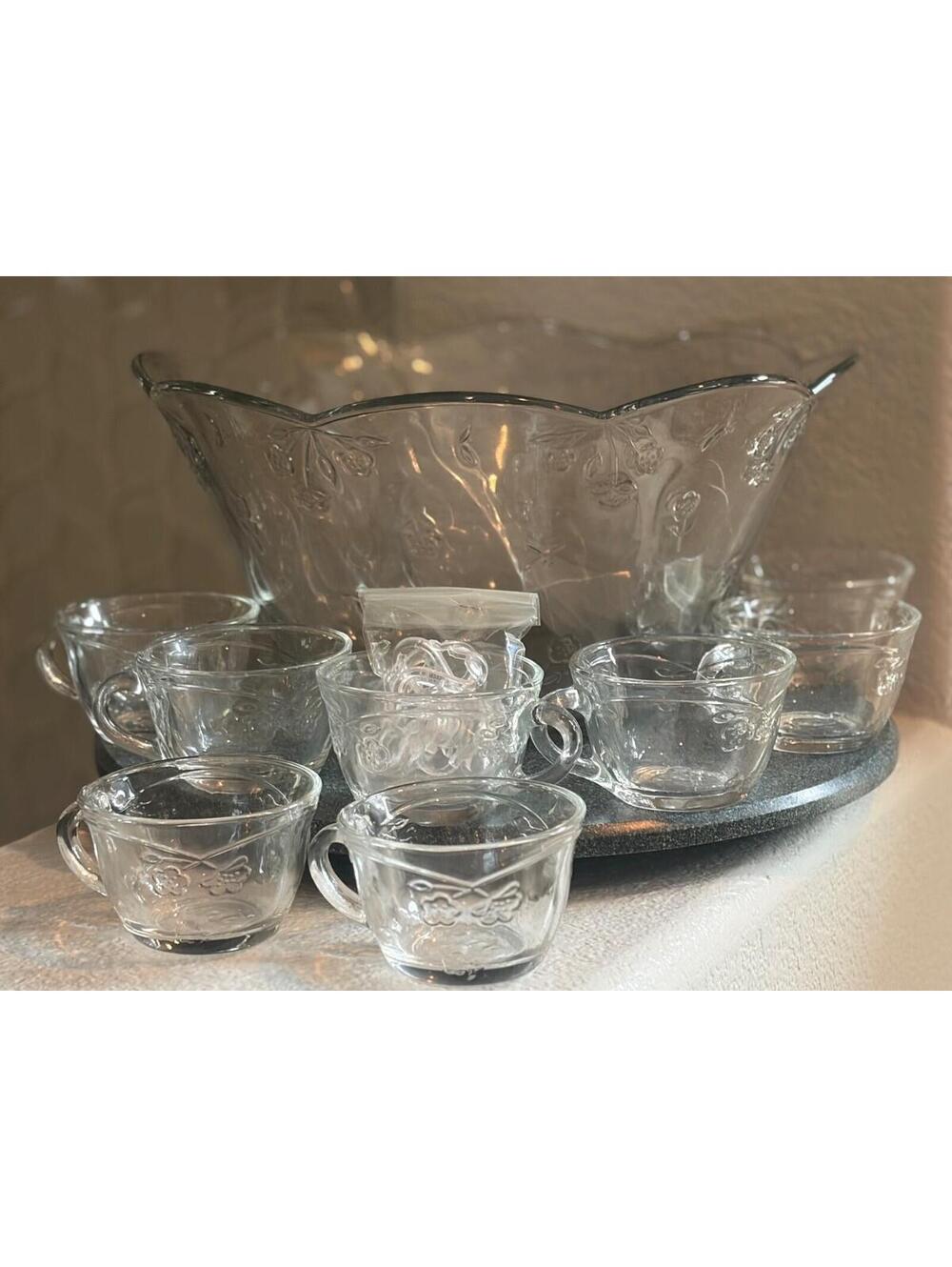 Anchor Hocking Savannah Punch Bowl Service for 8 NIB 2000